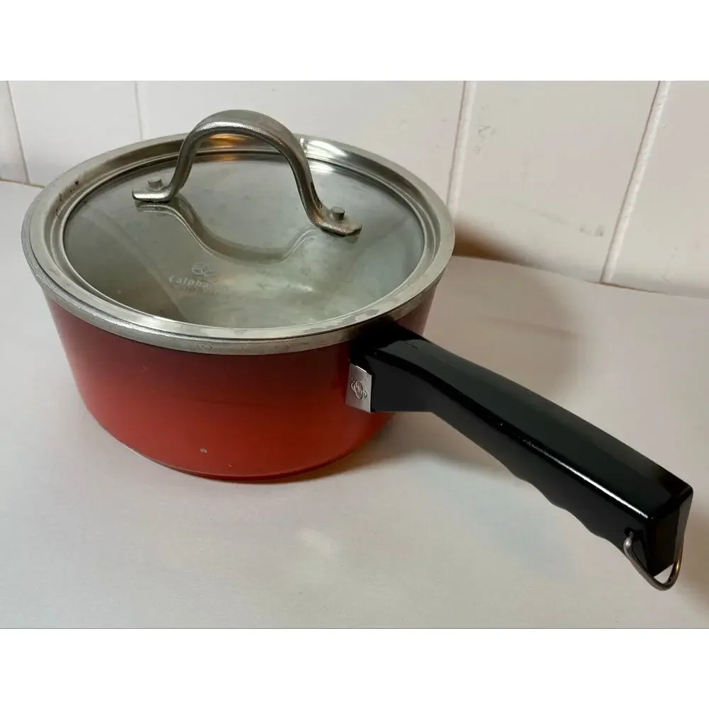 Vintage Club Cookware Poppy Red Aluminum 2 QT Saucepan with replacement lid